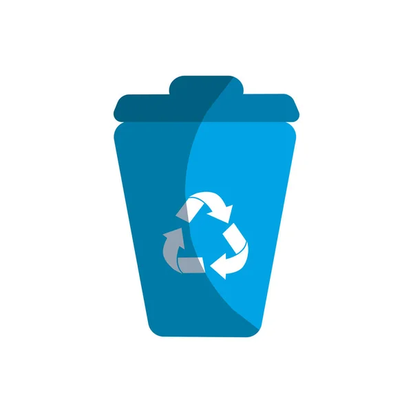 Blaue Mülltonnen Mit Wiederverwendung Verringerung Und Recycling Von Symbolen Design — Stockvektor