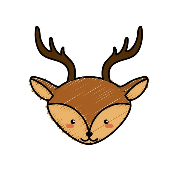 Bonito Cervo Cabeça Selvagem Animal Vetor Ilustração — Vetor de Stock