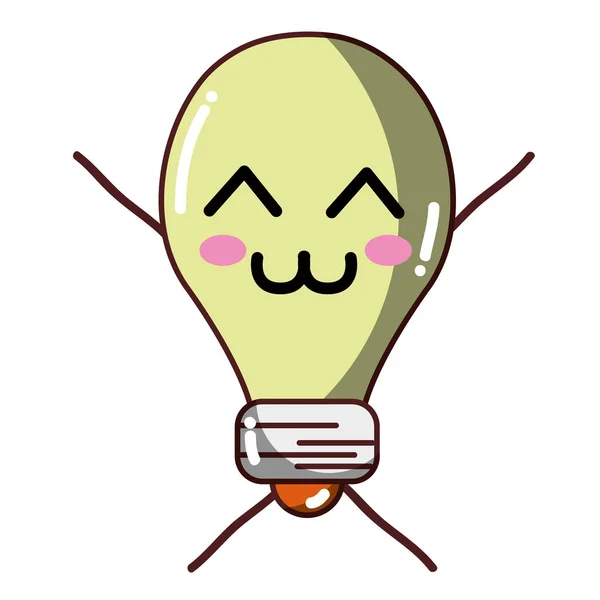 Kawaii Bonito Concurso Bulbo Energia Vetor Ilustração — Vetor de Stock