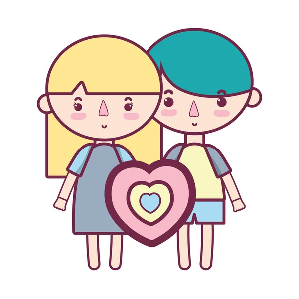 Pareja Niños Con Peinado Ropa Pijama Vector Ilustración — Vector de stock