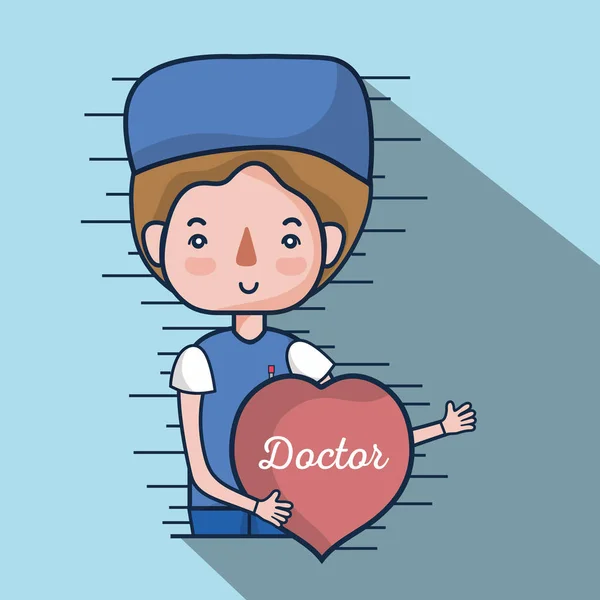 Especialista Médico Hombre Con Ilustración Vectores Cardíacos — Vector de stock