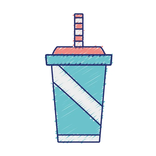 Вкусный Освежающий Напиток Пластиковой Чашке Векторной Иллюстрации — стоковый вектор