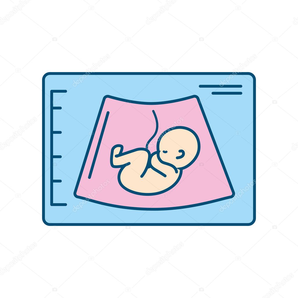 ultrasound of baby with umbilical cord vector illustration