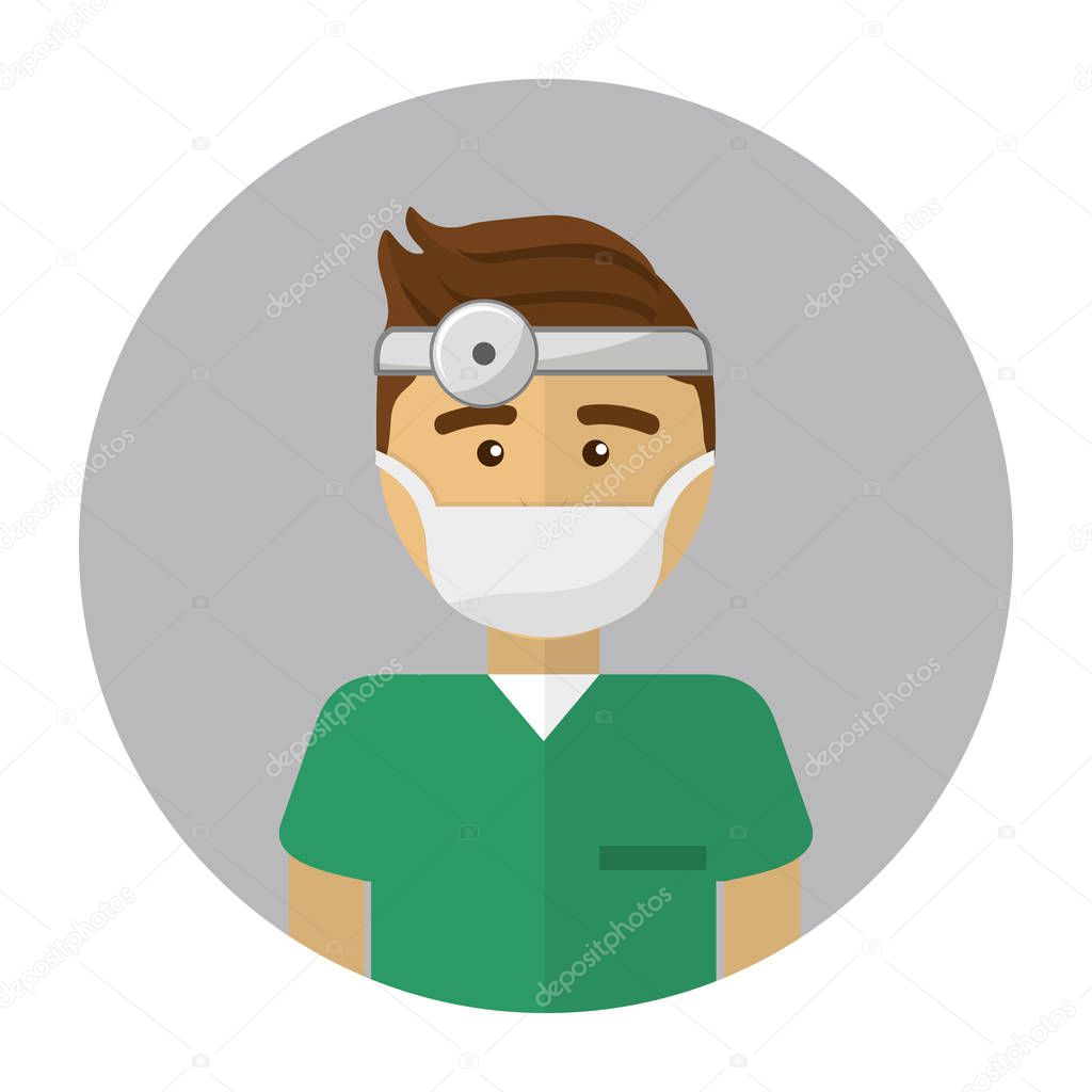 doctor with medical mask and reflector, vector illustration design