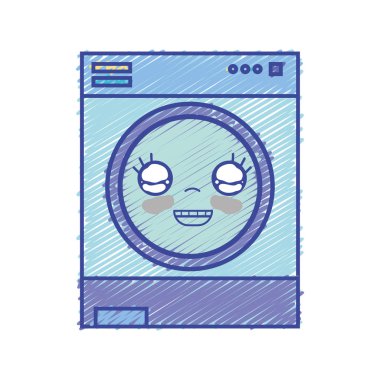 Kawaii şirin mutlu çamaşır makinesi vektör çizim