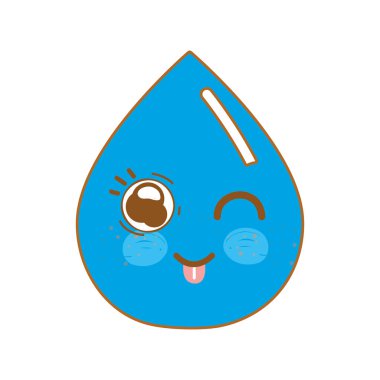 Kawaii güzel mutlu damla su, vektör çizim tasarım
