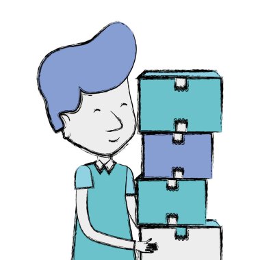 teslimatçı paketleri kutusu dağıtım, vektör çizim ile