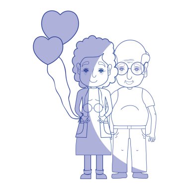 siluet eski coupe insanlar gözlük ve saç modeli ile illüstrasyon vektör