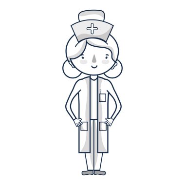 baş vektör çizim şapka ile profesyonel hemşire