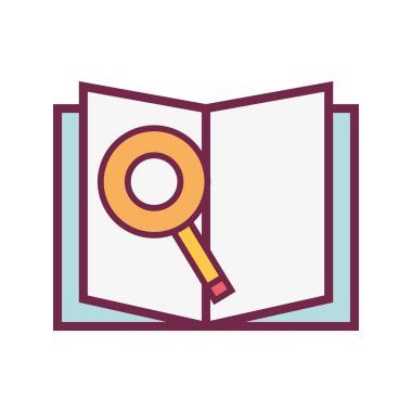 kitap büyüteç ve kağıt sayfa vektör çizim ile