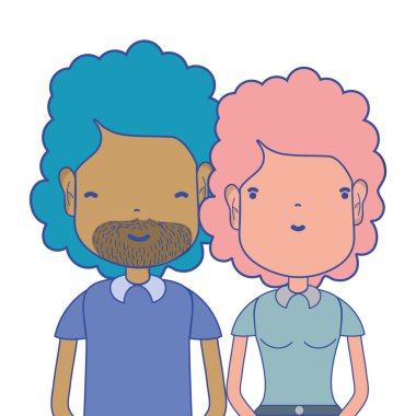 saç modeli ve rahat kıyafetler, vektör çizim ile güzel çift