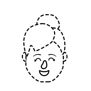 Şekil avatar kadın baş saç modeli tasarım vektör çizim ile noktalı