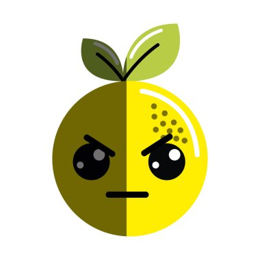 Kawaii şirin kızgın turuncu meyve, vektör çizim