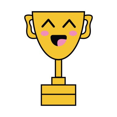 Kawaii şirin mutlu Ödülü Kupası vektör çizim