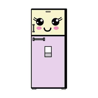 Kawaii şirin mutlu mutfak gereçler vektör çizim