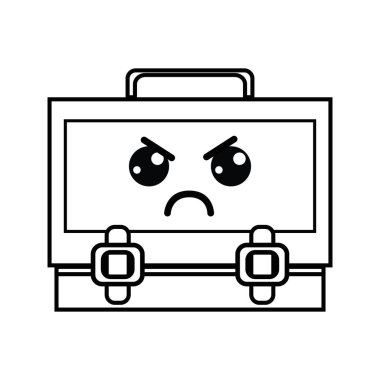 satır kawaii şirin kızgın bavul tasarlamak vektör