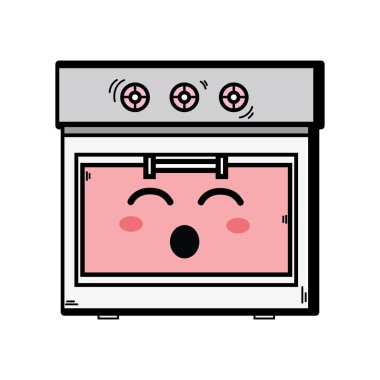 Kawaii şirin komik fırın teknoloji vektör çizim