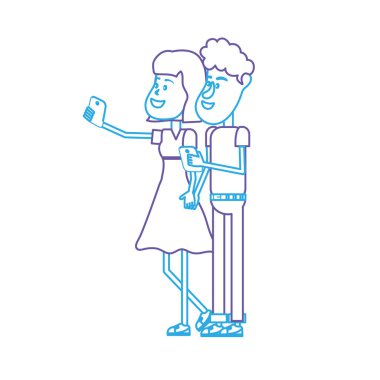 saç modeli ve el vektör çizim içinde smartphone ile güzellik çift hat