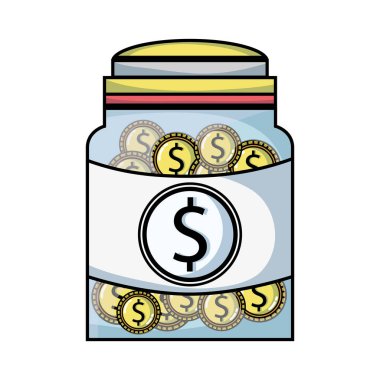 nakit para vektör çizim kaydetmek için cam kavanoz