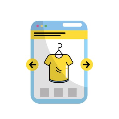 smartphone Web sitesi giyim online alışveriş illüstrasyon vektör