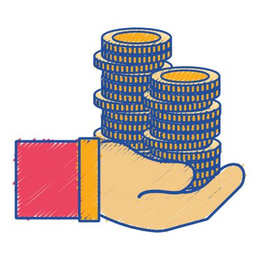 paralar nakit para biriminde el vektör illusration tasarım