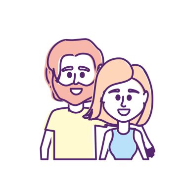 Çift birlikte rahat kıyafetler vektör çizim tasarım