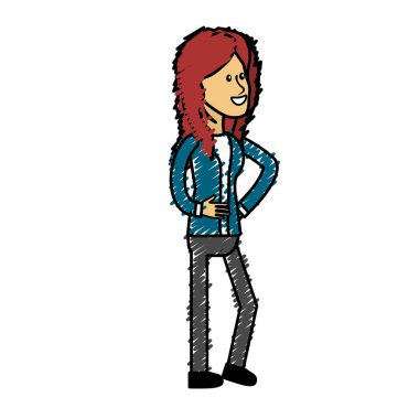 güzellik kadın saç modeli ve şık giyim, illüstrasyon vektör