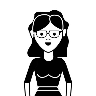 gözlük ve bluz giymek, vektör çizim ile kontur güzel kadın