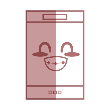 siluet kawaii şirin ihale smartphone teknoloji vektör çizim