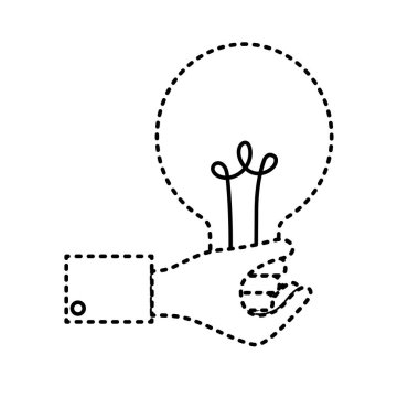 Şekil işadamı el ampul fikir ilham vektör çizim ile noktalı