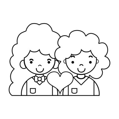 güzellik ilişki gemi ve kalp vektör çizim ile satır çift