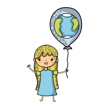 güzellik kız balonu tasarımında el vektör çizim ile