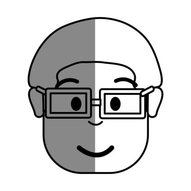 siluet mutlu adam saç modeli ve gözlük, vektör çizim tasarım