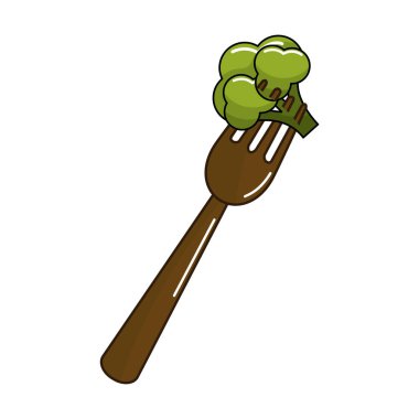 organ yiyecek çatal brokoli sebze, vektör çizim ile