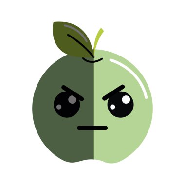 Kawaii güzel kızgın elma meyve, vektör çizim