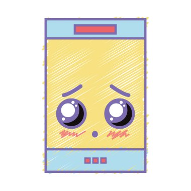 Kawaii şirin ihale smartphone teknoloji vektör çizim