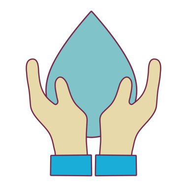 Eller su ile ekoloji presenvation vektör çizim için bırakın