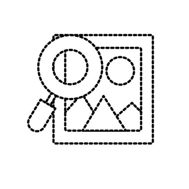 noktalı şekil kare resim büyüteç simgesini vektör çizim ile