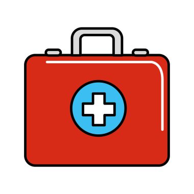 Kırmızı ilk yardım kiti acil, vektör çizim
