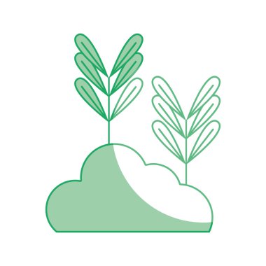 siluet doğal bitki yaprakları ve botanik bush vektör çizim ile