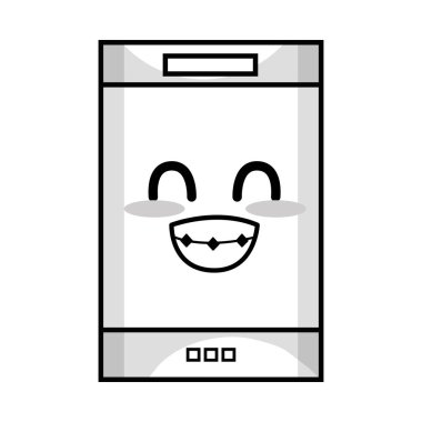 satır kawaii şirin ihale smartphone teknoloji vektör çizim