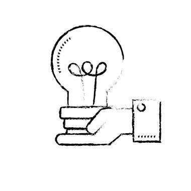 Şekil işadamı ampul fikir palm el vektör çizim ile