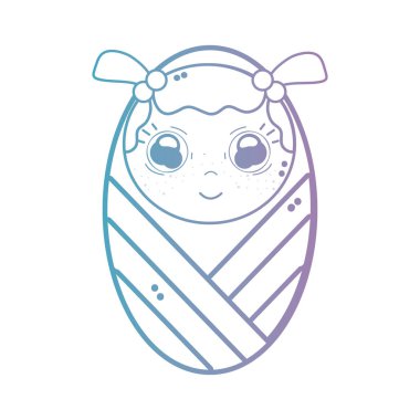 satır şirin bebek kız battaniye ve saç şekli vektör çizim ile