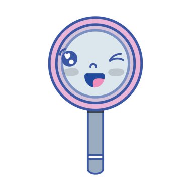 Kawaii şirin komik Büyüteç vektör çizim