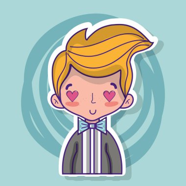 Damat takım elbise ve saç tasarım vektör çizim aşık