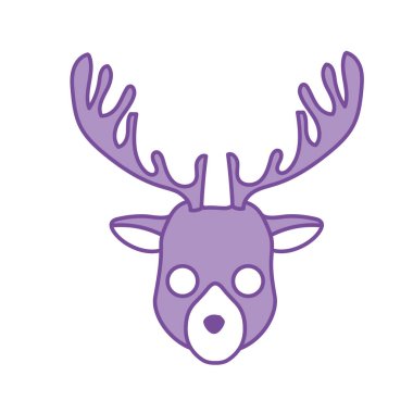 kontur elk vahşi sevimli hayvan vektör çizim kafa