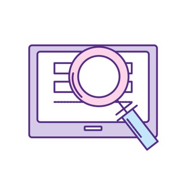 ekran teknolojisi bilgi ve Büyüteç Camı vektör çizim ile