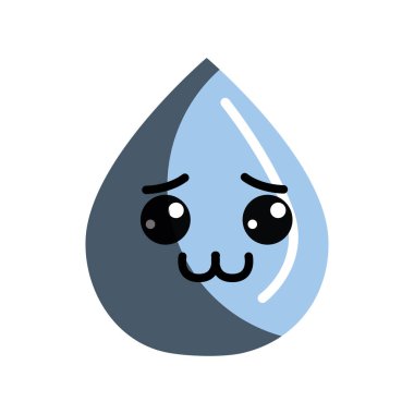 Kawaii güzel utangaç damla su, vektör çizim tasarım