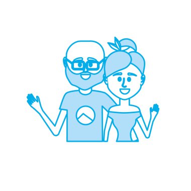 siluet çift ile birlikte rahat kıyafetler illüstrasyon tasarım vektör