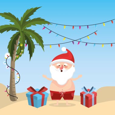 yaz tatil tatil Noel Baba vektör çizim ile